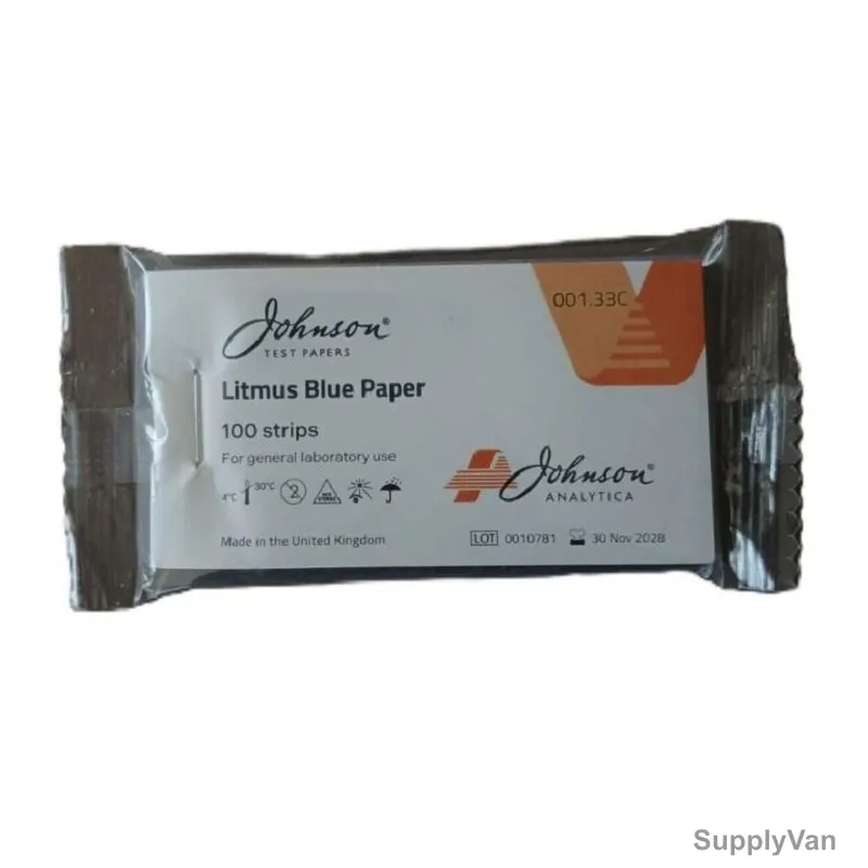Johnson Blue Litmus Test Paper, 001.33C, pH 7, 100 Strips/Pack — image 1