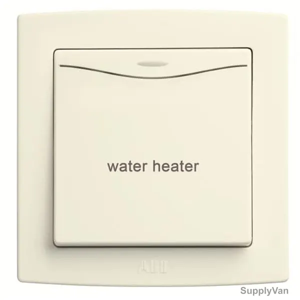 ABB DP Switch With LED and 'Water Heater' Mark, AC171WH-82, Concept BS, 1 Gang, 1 Way, 250V, 20A, Ivory White