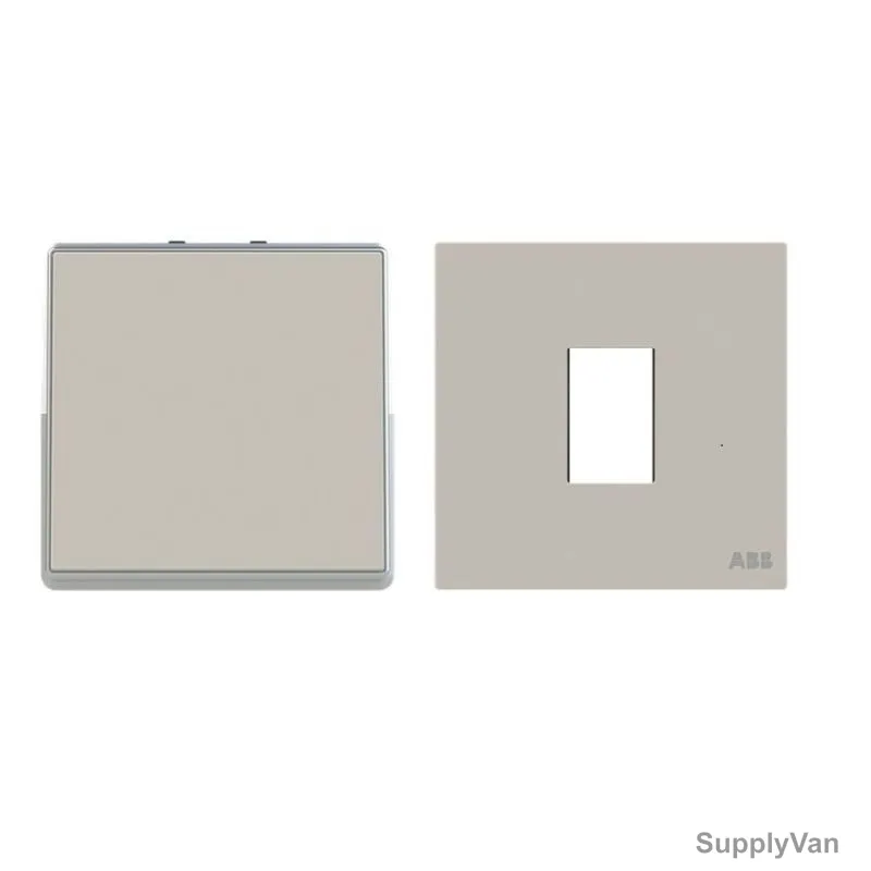 ABB Push Button Switch With Rocker Switch Frame, AMD43044-DU+AMD5044-DU, Millenium, 1 Gang, 1 Way, 10A, Dune Sand — image 1