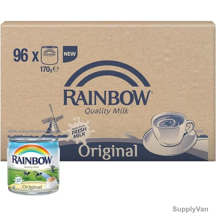 Rainbow Original Vitamin D Evaporated Liquid Milk, 170GM, 96 Pcs/Pack