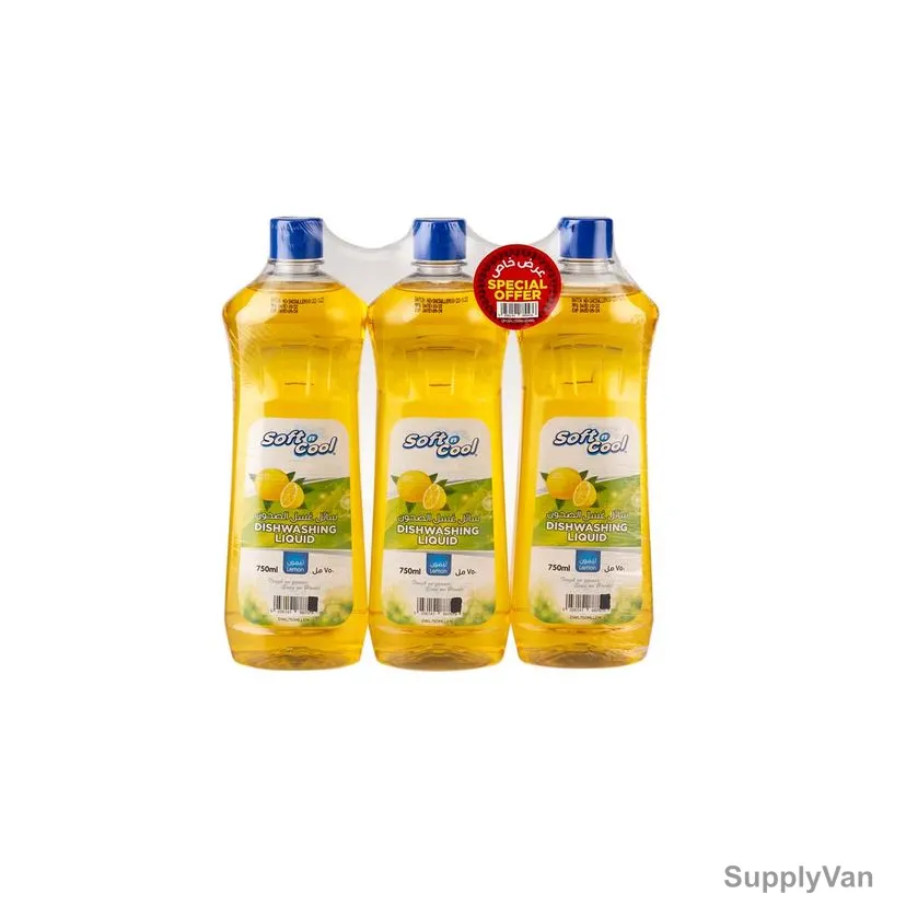 Soft n Cool Dishwashing Liquid, OPDWL750MLLEMX3, Lemon, 750ML, 3 Pcs/Pack — image 1