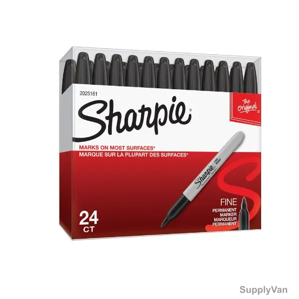 Sharpie Permanent Marker, SP-2025161, 0.9MM Tip Size, Black, 24 Pcs/Pack