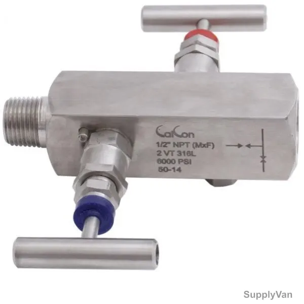 Calcon 2 Way Instrument Manifold Valve, 1/2 Inch, 6000 Psi