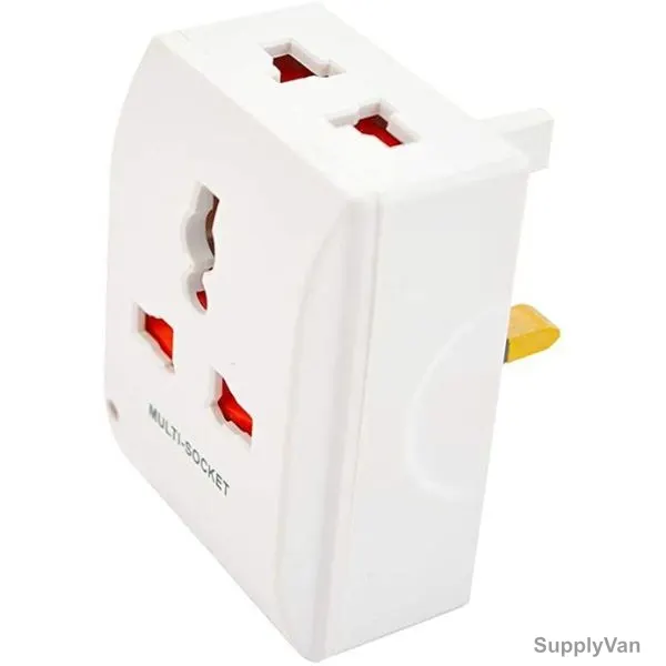 Multi-Socket Travel Plug Adapter, 3 Way, White