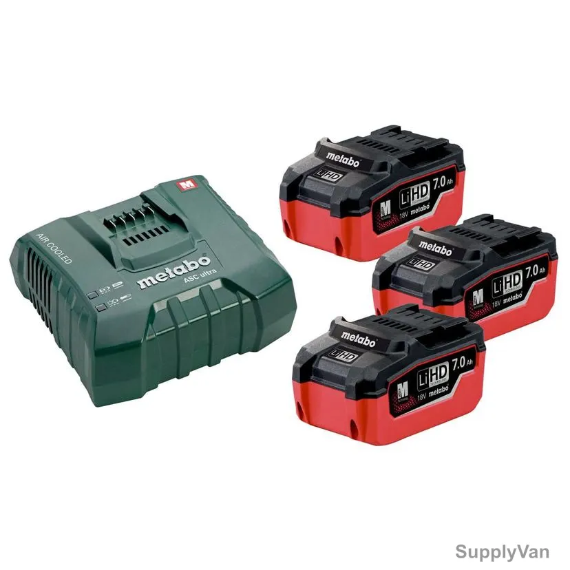 Metabo Cordless Tool Battery Set, 685113000, 18V, 3 x 7Ah Battery