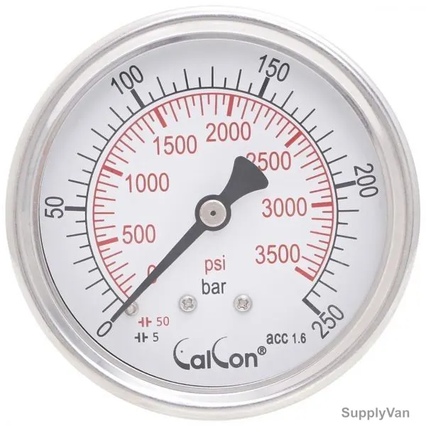 Calcon Pressure Gauge, CC10D, 63MM, 1/4 Inch, NPT, 0-250 Bar