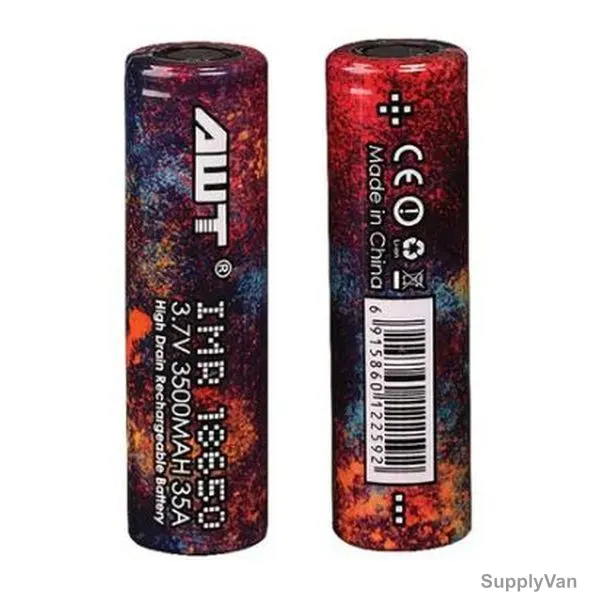 Awt Rainbow Rechargeable Battery, AWT18650, Lithium-Ion, 3.7V, 3500mAh, 2 Pcs/Pack