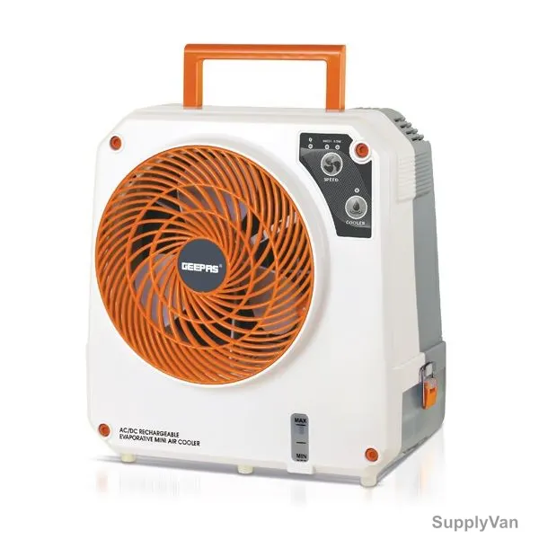 Geepas Rechargeable Air Cooler, GAC9486, 26W, 1.2 Ltrs, Orange/White