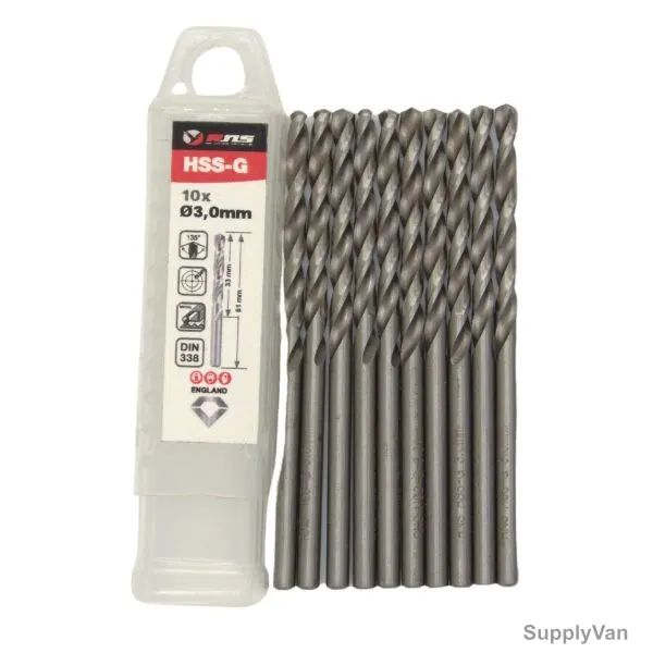 Rns HSS-G Twist Drill Bit, 4341, Eco, 3MM Dia, 10 Pcs/Pack