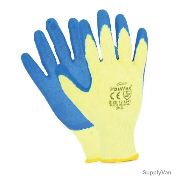 Vaultex Latex Coated Gloves, BGL, Size10, Blue, PK12