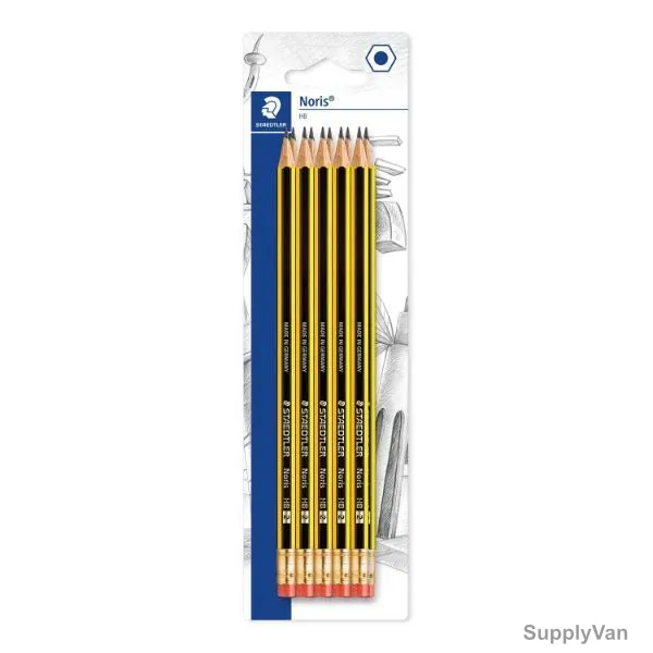 Staedtler Noris Pencil With Rubber Tip, ST-122-2BK10D, Black/Yellow, 10 Pcs/Pack