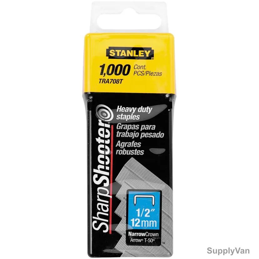 Stanley Type G Heavy Duty Staple Box, 1-TRA708T, 12MM, 1000 Pcs/Box — image 1