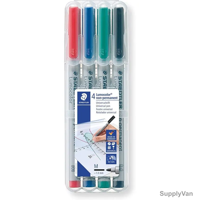 Staedtler Lumocolor OHP Non-Permanent Marker, ST-315-WP4-M, 1.0MM Tip Size, Assorted Colors, 4 Pcs/Set — image 1