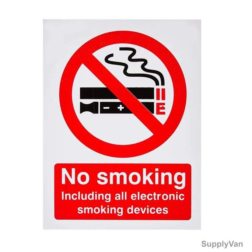 UK Safety Store Self Adhesive No Smoking Sign, PRS-56W-SA, Plastic, 150MM Width x 200MM Length — image 1