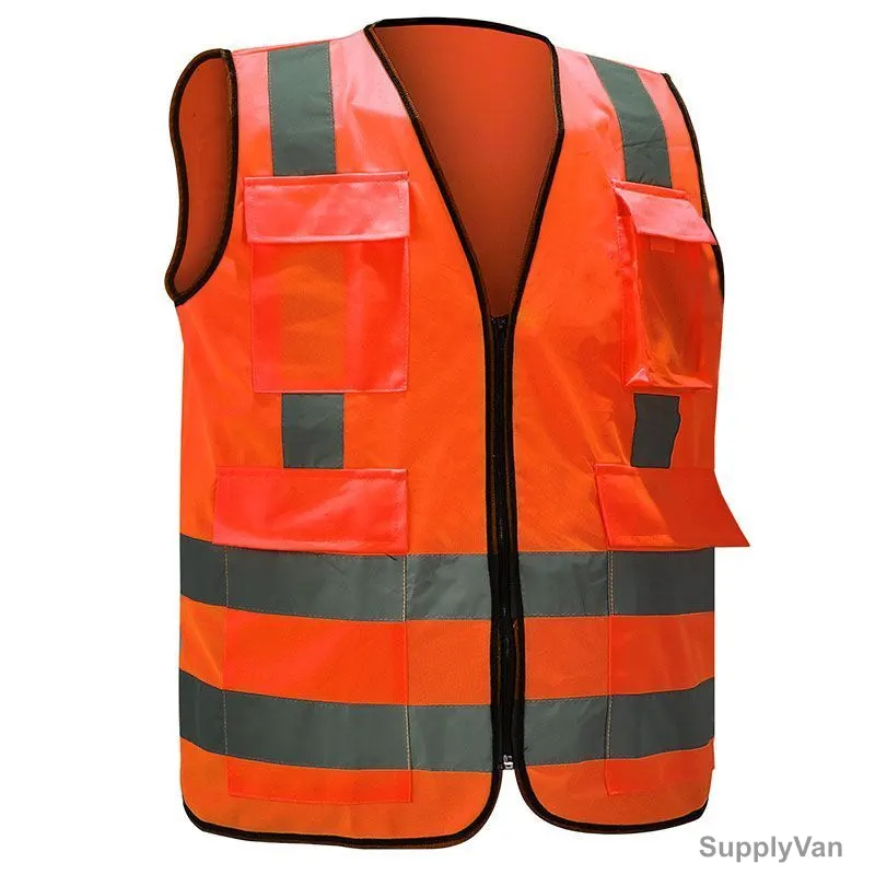 Empiral Safety Vest With Backside Cross Reflective, Bright, 100% Polyester, S, Fluorescent Orange