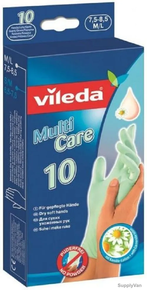 Vileda Disposable Gloves, VLPC72466, Multi Latex, Medium/Large, PK10