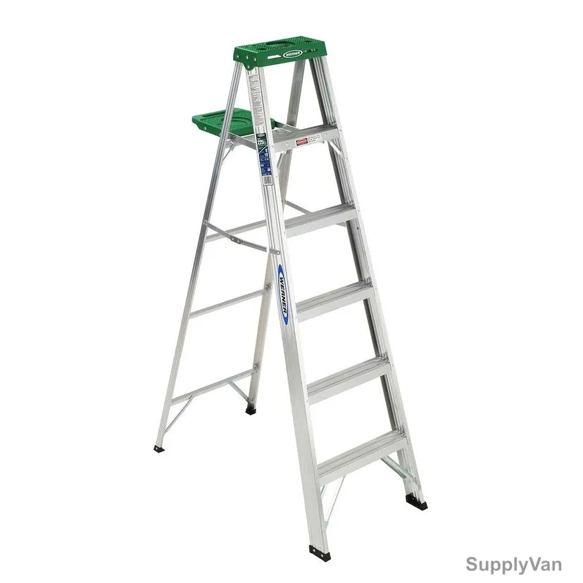 Werner Single Sided Step Ladder, 356, Aluminium, 6 Feet Height, 102 Kg Weight Capacity
