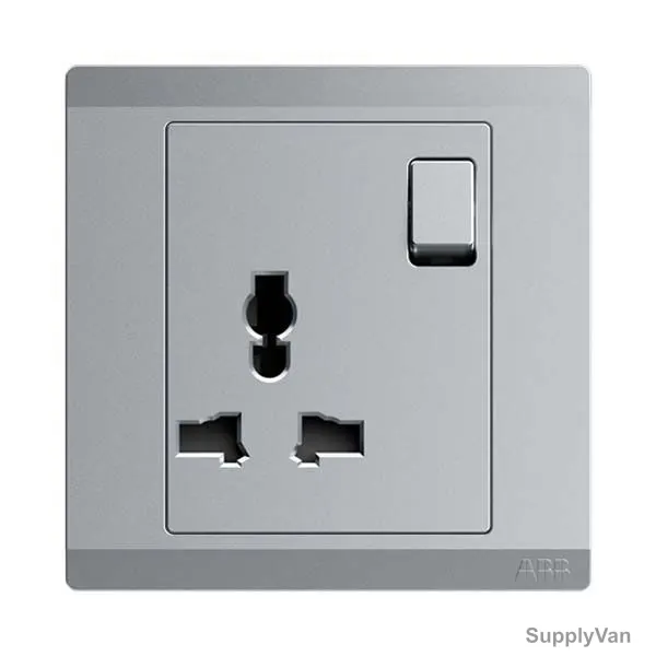 Abb Single Pole Universal Switch Socket, BL294-G, Inora, 1 Gang, 13A, Classic Grey — image 1