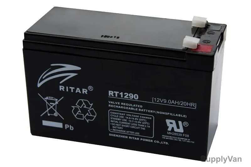 Ritar Reserve Power Battery, RT1290, 9Ah, 12VDC, 6 Cells