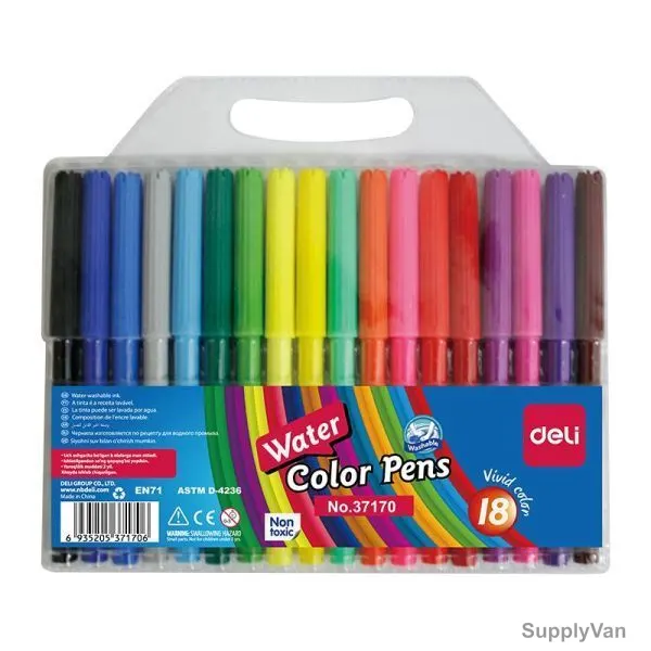 Deli Washable Felt Pen, E37170, Multicolor, 12PCS