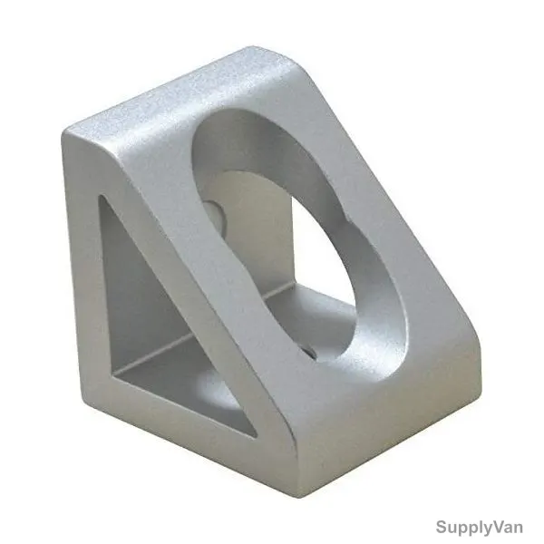 Extrusion Wide Gusseted Inside Corner Bracket, 2 Hole, Aluminium