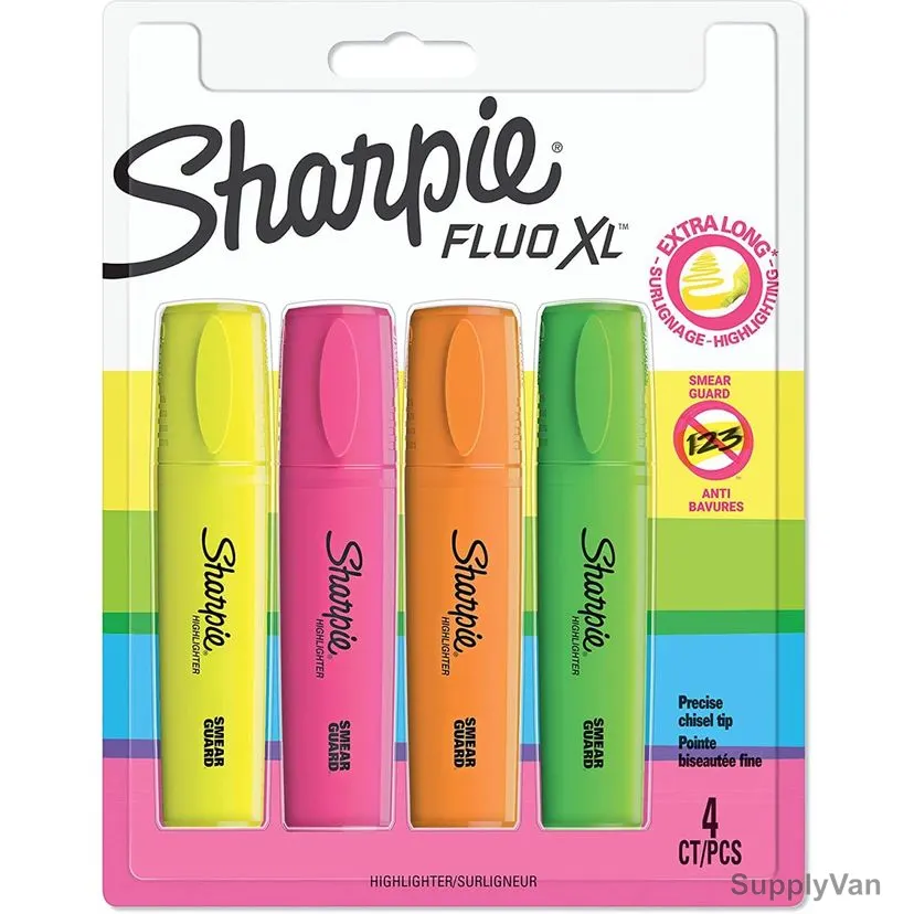 Sharpie Highlighter, SP-1825662, 2.5-5.0MM Tip Size, Assorted Colors, 4 Pcs/Set