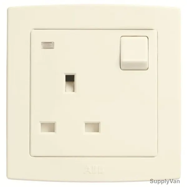 ABB Single Pole Switched Socket With Neon LED, AC229-82, Concept BS, 1 Gang, 250V, 13A, Ivory White
