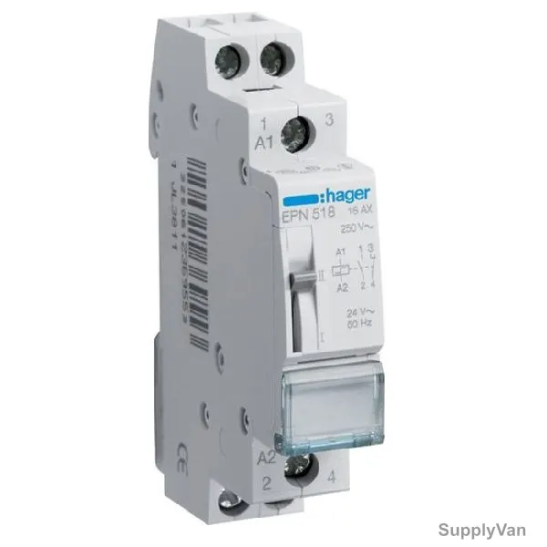 Hager Latching Relay, EPN518, 1NC+1NO, 24V
