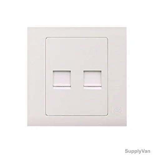 Mk Dual Port Data Outlet Socket, MV429WHI, Polycarbonate, 1 Gang, RJ45, White