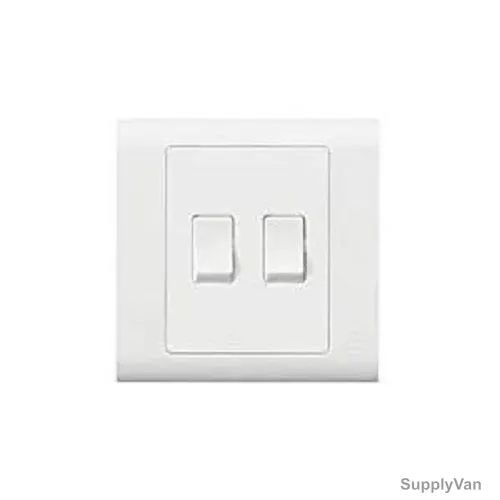 Mk Small Rocker Switch, MV4862WHI, Essential, Polycarbonate, 2 Gang, 2 Way, 10AX, White