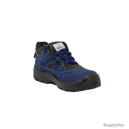 Vaultex Low Ankle Safety Shoes, KAN, Leather, Steel Toe, Size38, Black/Blue