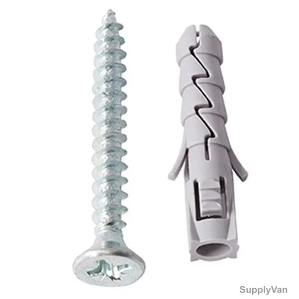Mkats Plug and Screw Set, Plastic and Steel, Grey, 8 Pcs/Set