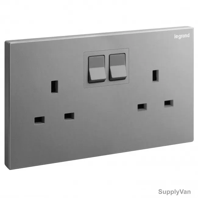 Legrand Switched Socket, 282433-C3, Galion, 13A, 250V, 1P, Dark Silver