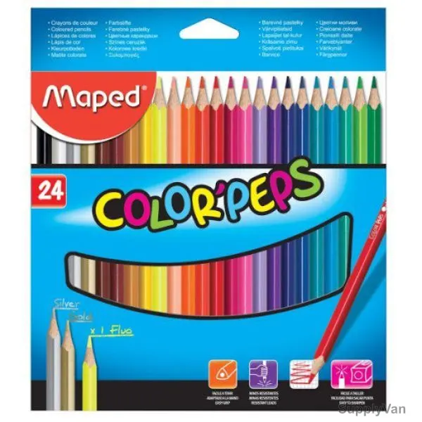 Maped Color'Peps Pencil Set, MD-183224, Assorted Colors, 24 Pcs/Set