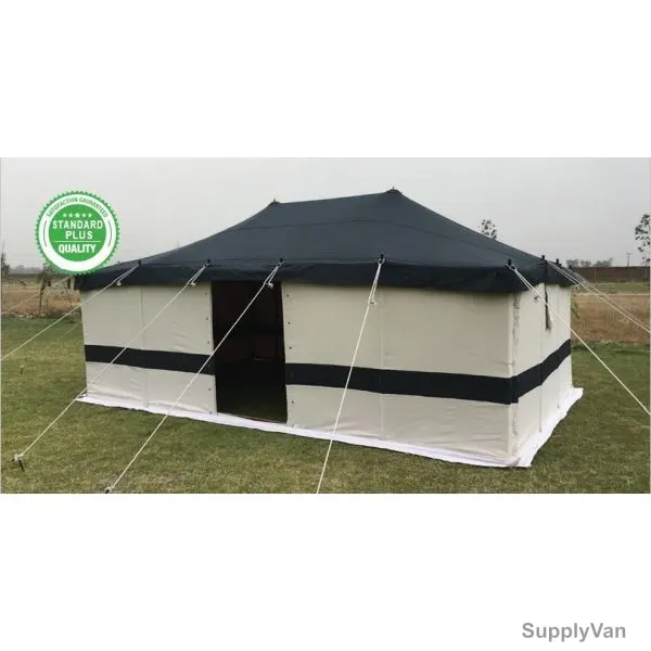 Deluxe Tent, AMT-111, Iron Stick, 6 x 4 Yards, White/Black