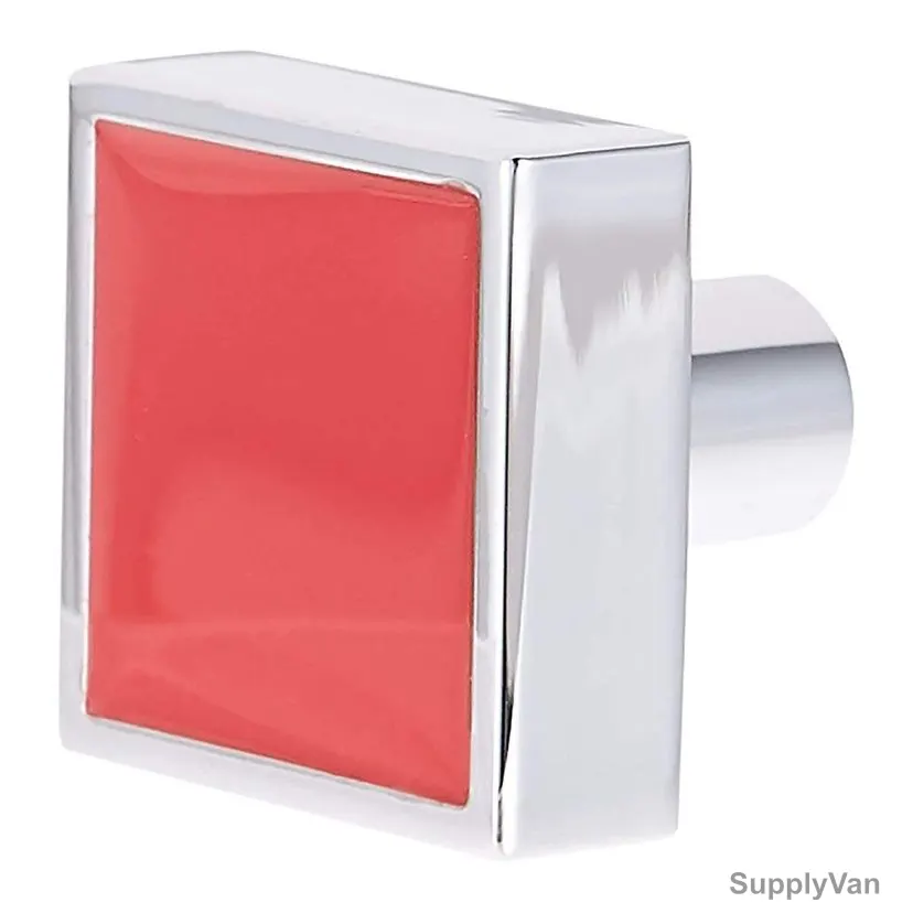 ACS Drawer Knob, DE599-RED-KNOB, Chrome and Red