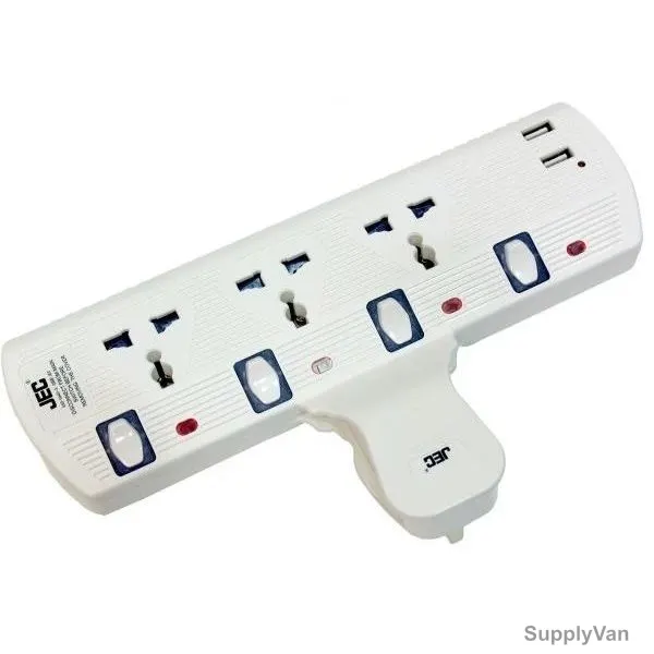 JEC 3 Way Extension Socket, EAD-5640-3, 3 Mtrs, Plastic, White
