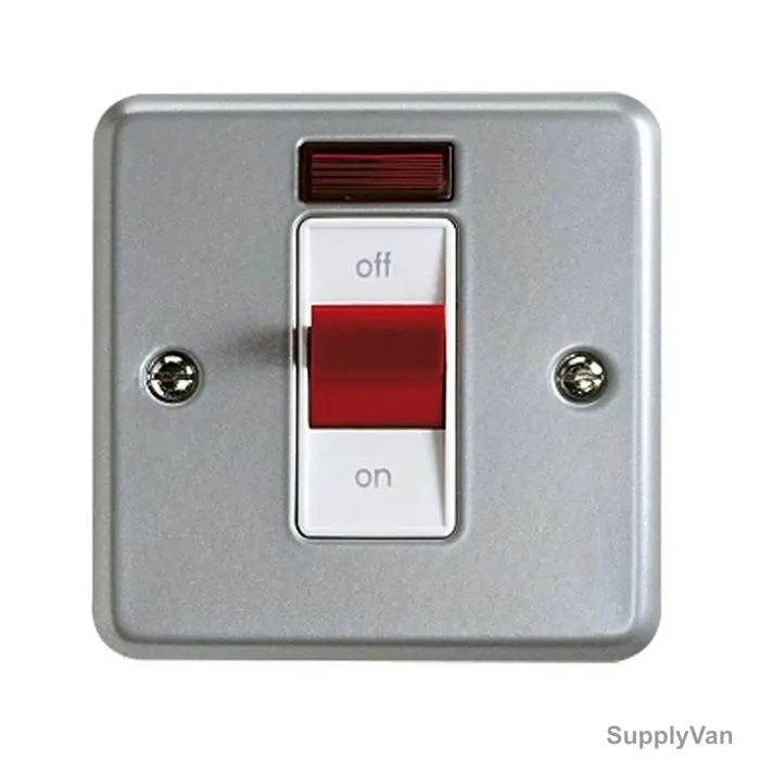 Mk DP Switch With Neon, K5240ALM, Metalclad Plus, IP2XD, 1 Gang, 32A, Aluminium