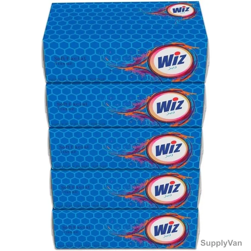 Wiz Classic Facial Tissue, 2 Ply, 1000 Sheets, White, 5 Box/Carton — image 1