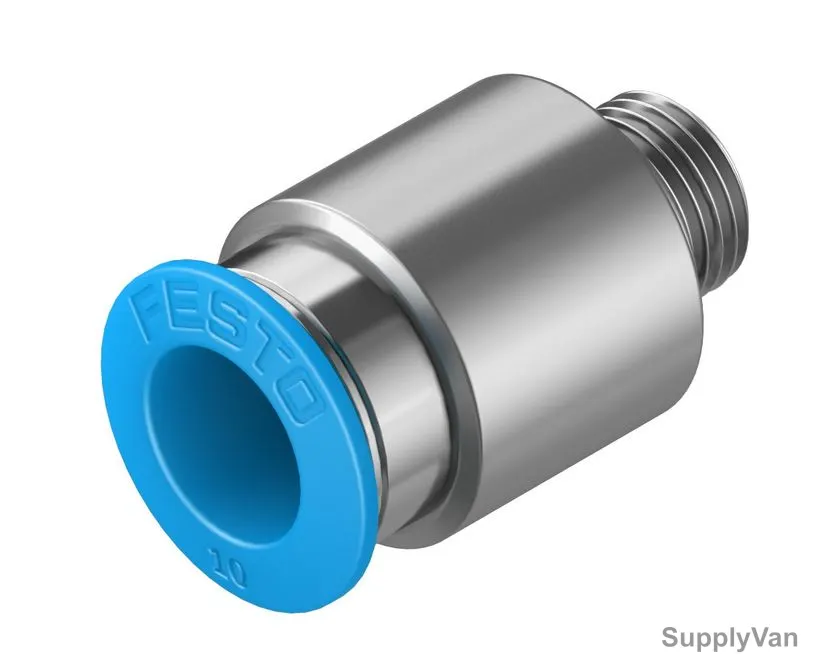 Festo Push-In Fitting, QS-G1-8-10-I, Stainless Steel, 14 Bar, G-1/8 Male Thread — image 1