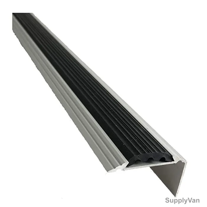 GI Ckae Stair Nosing, Aluminium, 3.9MM Thk, 50MM Width x 3 Mtrs Length, Matt Silver