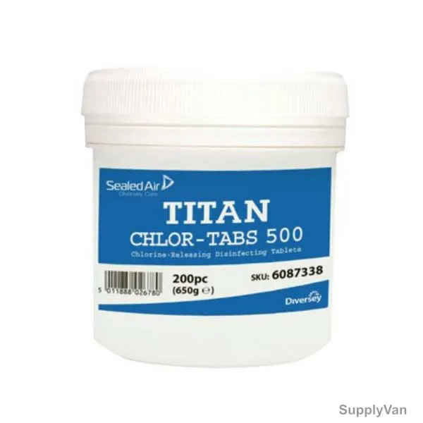 Diversey Titan Chlor 500 Tablet, 6087338, 500 PPM, 200 Pcs/Pack