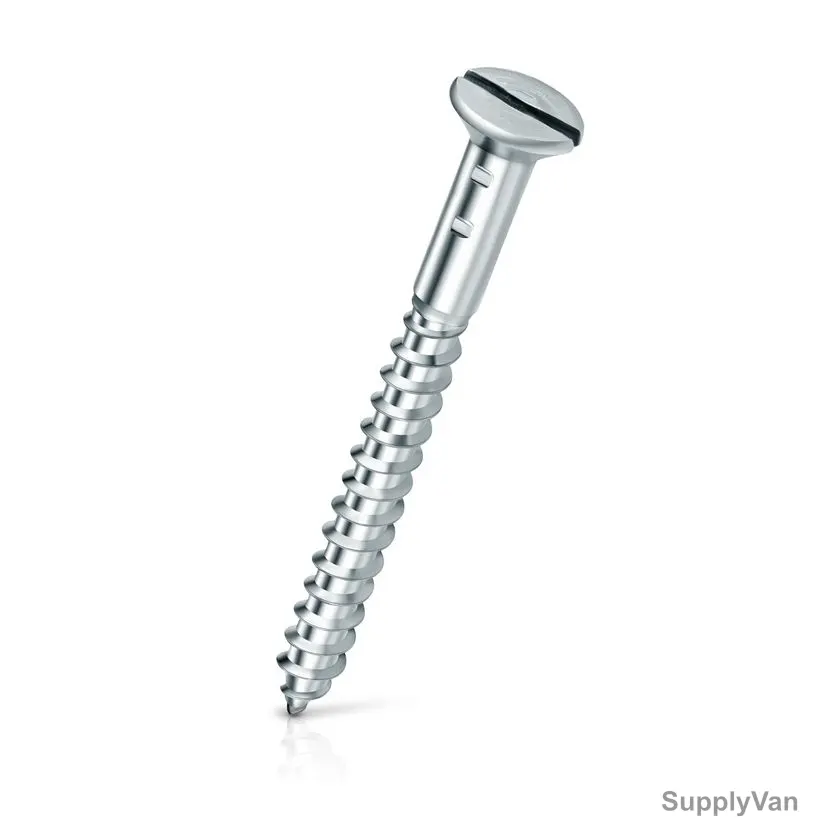 Patta Flat Head Wood Screw, Bright Mild Steel, 12mm Thread Dia. x 3 Inch Length, 144 Pcs/Pack