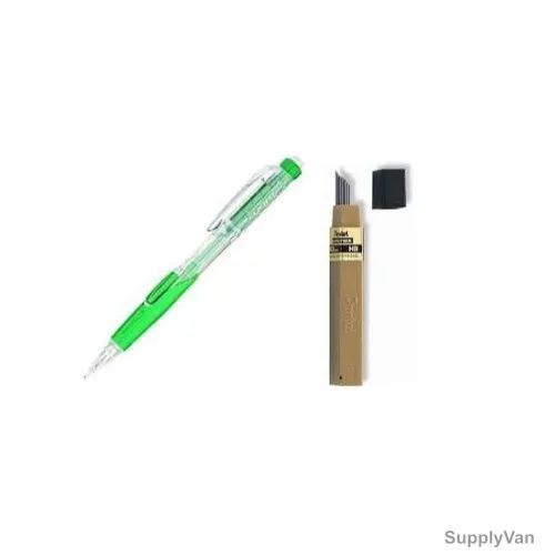 Pentel Twist Eraser Click Mechanical Pencil With Lead, PEP-PACK-072, 0.7MM, Green, 2 Pcs/Set