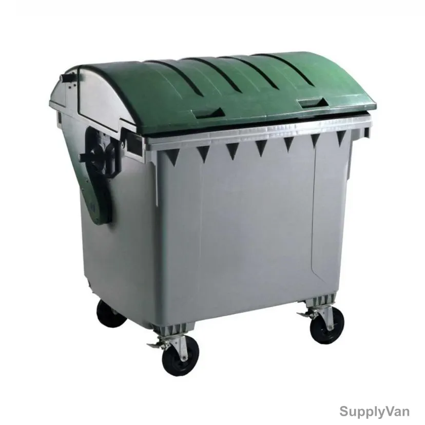 Palletco Mobile Garbage Bin, HDPE/PP, 1370MM Length x 1060MM Width, 1100 Ltrs Capacity, Green/Grey — image 1