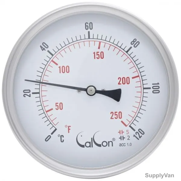 Calcon Bi-Metal Temperature Gauge, CCTE18, 125x200MM, 1/2 Inch, NPT, 0-120 Deg. C — image 1