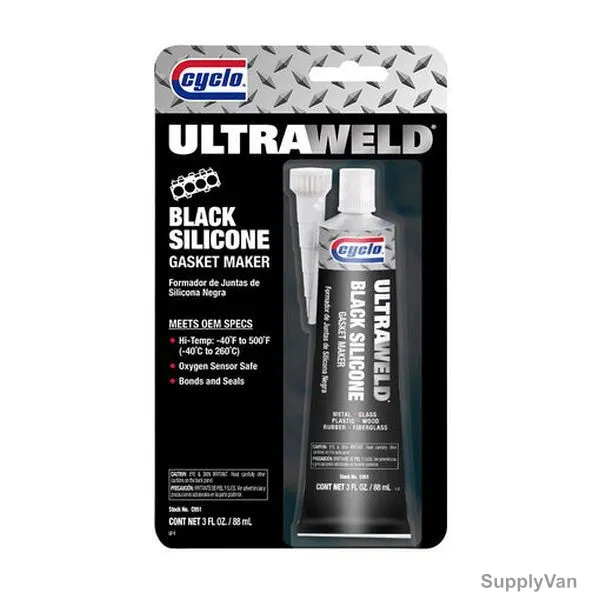 Cyclo Ultraweld Silicone Gasket Maker, APYC991, 3 Oz, Black, 24 Pcs/Pack