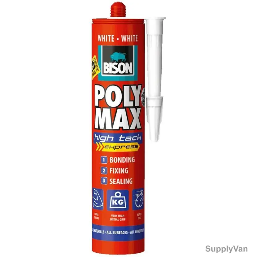Bison Poly Max High Tack Express Sealant, White, 425GM