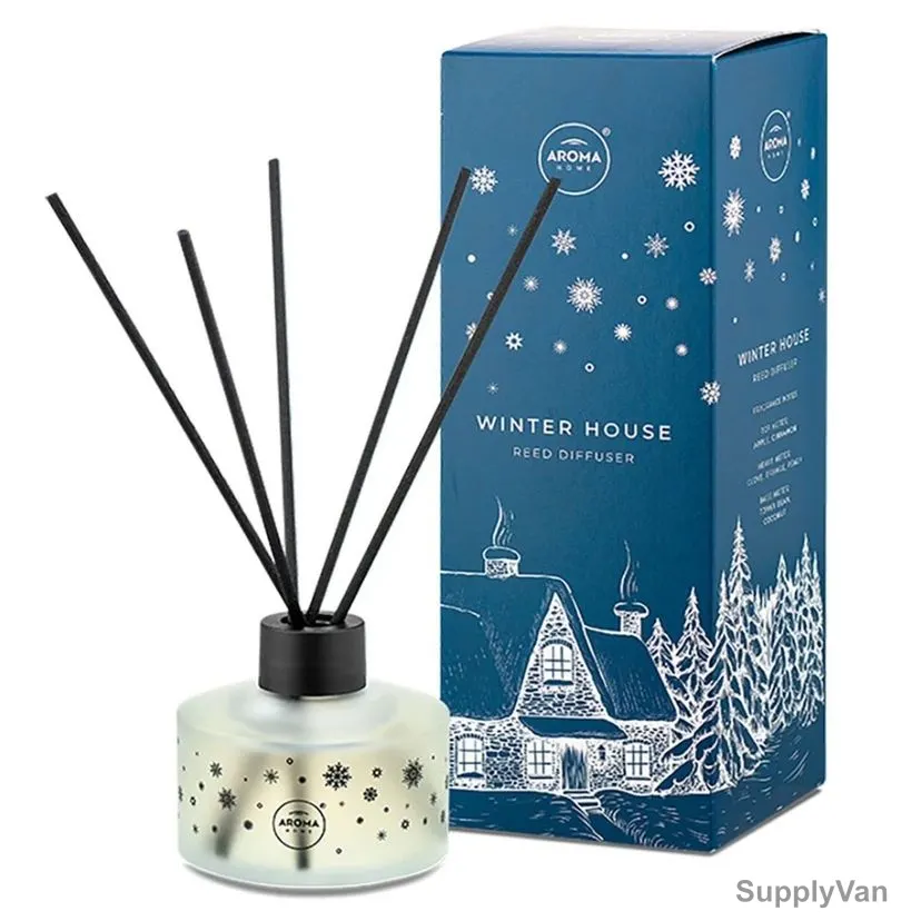 Aroma Home Winter House Reed Diffuser, Apple Cinnamon Fragrance with Clove and Orange Notes, 100ML
