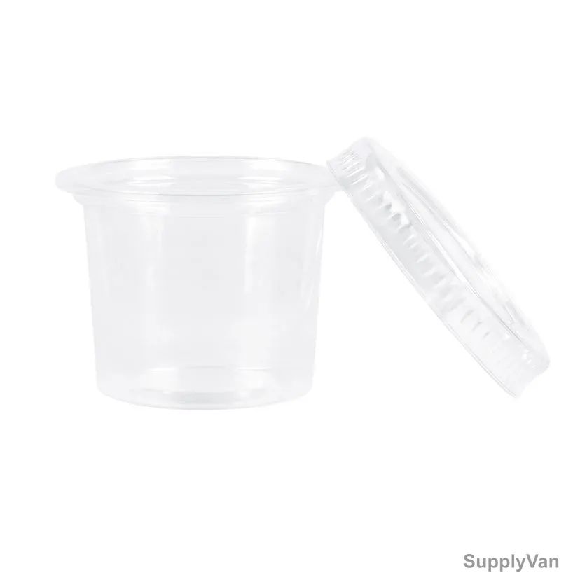 Khaleej Pack Disposable Souffle Cup With Flat Lid, Plastic, 1 Oz, Clear, 100 Pcs/Pack — image 1